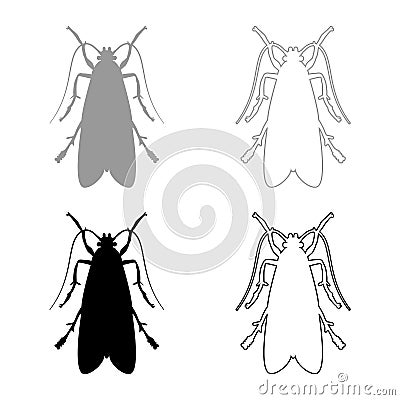 Clothes moth Clothing moth Fly insect pest icon set black color vector illustration flat style image Vector Illustration
