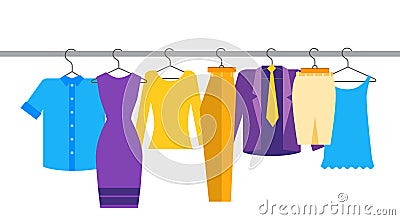 Clothes Official Business Collection Show Room Shop Flat Vector Illustration