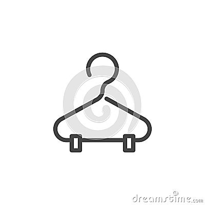 Clothes rack linear icon. Hanger for wardrobe contour logo. Symbol of clothing store, cloakroom, studio. Vector Vector Illustration