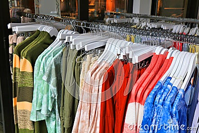 Clothes rack in Norway Stock Photo