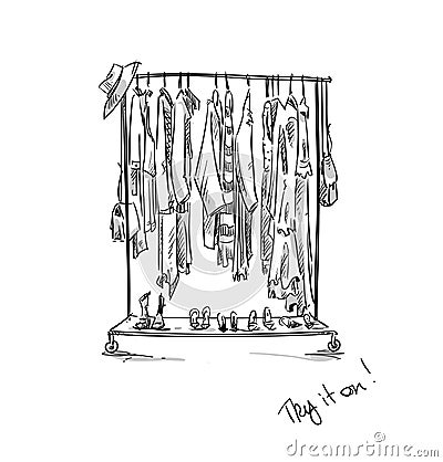 Clothes rack, vector illustration. Vector Illustration
