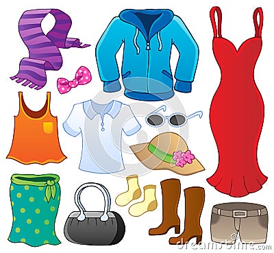 Clothes theme collection 1 Vector Illustration