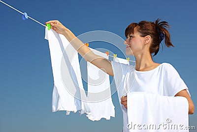 Clothesline, laundry, drying Stock Photo