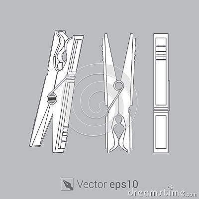 Clothespin for clothesline vectore Vector Illustration