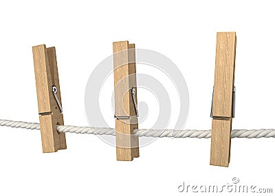 Clothespins on a rope Cartoon Illustration