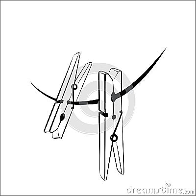 Clothespins Vector Illustration