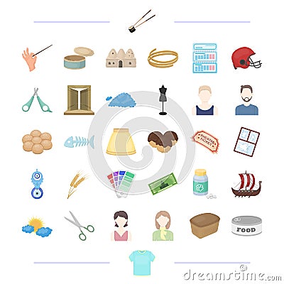 Clothing, appearance, atelier and other web icon in cartoon style. theater, weather, typedography icons in set Vector Illustration