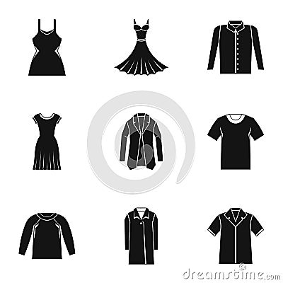 Clothing for body icons set, simple style Vector Illustration