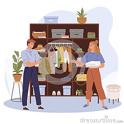 Clothing care. The clothing care concept emphasizes importance taking care ourselves Vector Illustration