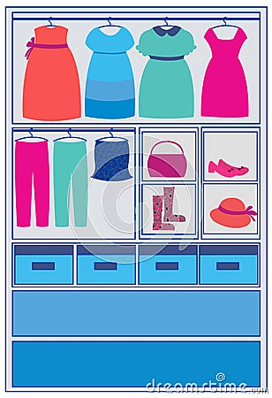 Clothing in closet Vector Illustration