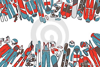 Clothing and equipment for skiers and snowboarders. Vector illustration Vector Illustration