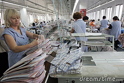 Clothing Factory Workers Editorial Stock Photo