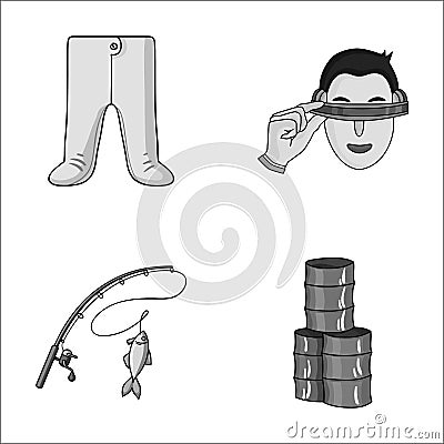 Clothing, fishing and other monochrome icon in cartoon style.technology, oil icons in set collection. Vector Illustration