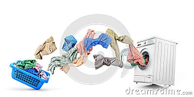 Clothing flies out of the basket Stock Photo