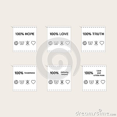 clothing labels with kind messages Vector Illustration