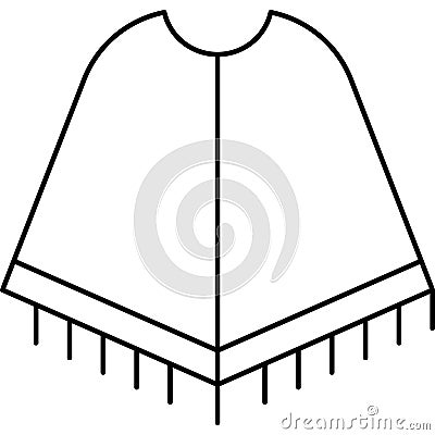 Poncho, Clothing line icon. Dress, vector illustrations Cartoon Illustration