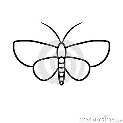 Clothing moth outline icon Vector Illustration