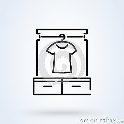 Clothing rail with hangers. Editable thin stroke clothes rack icon. Linear style trend modern design vector illustration Vector Illustration
