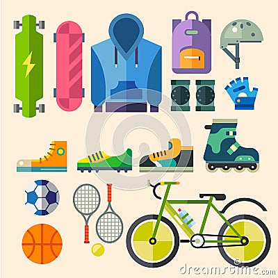 Clothing and shoes for active recreation Vector Illustration