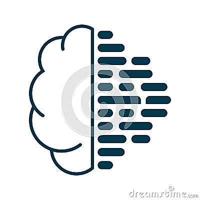 A cloud of AI brain in processing technology system for UI of wep, app, vector illustration Cartoon Illustration