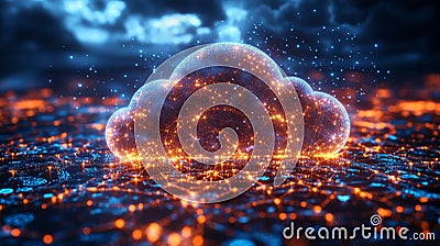 Cloud API Integration with Interconnected Clouds Data Flow Lines and Digital Elements Generative AI Cartoon Illustration