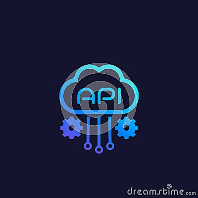 Cloud API, software integration vector icon Vector Illustration