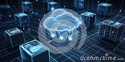 Cloud Architecture Cloud Orchestration Cloud Deployment two generative AI Stock Photo