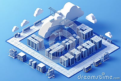 Cloud Architecture in Data Centers Using Google Cloud Stock Photo