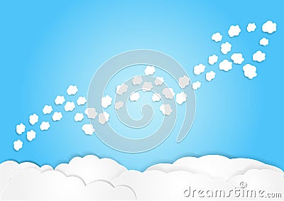 Cloud arrange in arrow shape, increase concept, business background Vector Illustration