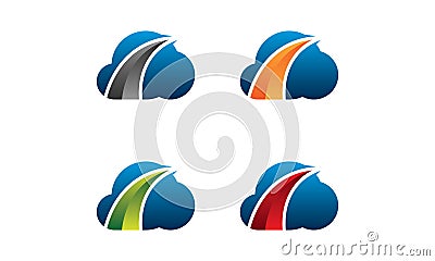 Cloud Arrow Logo Cartoon Illustration