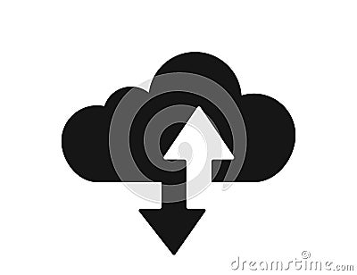 Cloud arrow vector icon isolated on white background. Cloud service database. Cloud technology. Web hosting concept. Cloud Vector Illustration