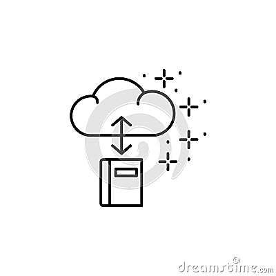 Cloud, arrows, book icon. Simple line, outline vector of online educationa icons for ui and ux, website or mobile application Stock Photo