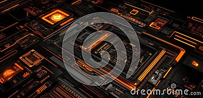 Cloud-Based Interface Featuring Interactive 3D Data Flow and Connections Stock Photo