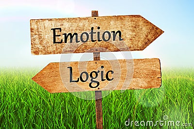 Emotion & logic Double Road signpost Stock Photo