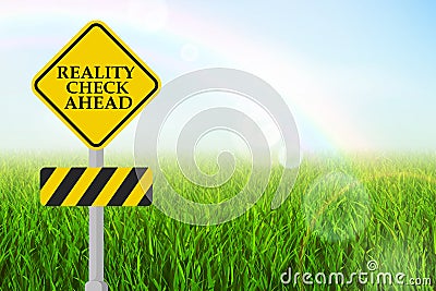 Reality check ahead. Stock Photo