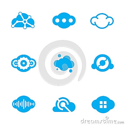 Cloud blue technology of future science application design logo icons Stock Photo