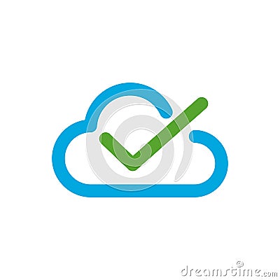 Cloud Check Mark Icon Vector Logo Template Vector Illustration