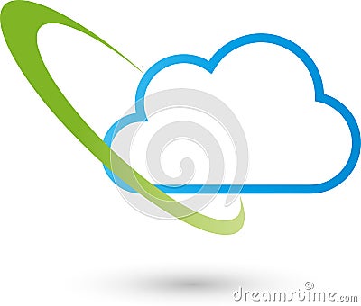 Cloud and circle, IT services and Internet logo Stock Photo