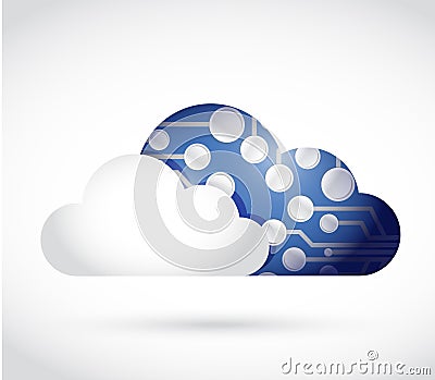 Cloud and circuit. illustration design Cartoon Illustration