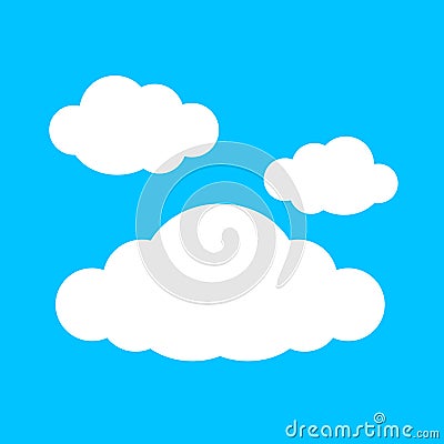 Cloud, clouds shape, white clouds cute isolated on blue background, clip art cartoon clouds, illustration cloud for clipart and Vector Illustration