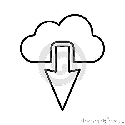 Cloud, cloudscape, download, online, storage outline icon. Line art design. Vector Illustration