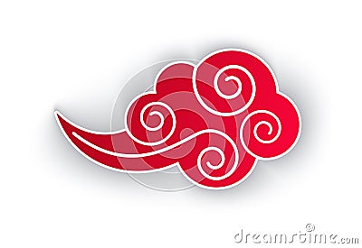 Cloud Colored, Chinese Style Art Air Element Icon Vector Illustration