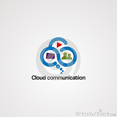 Cloud communication with blue dream concept logo vector, icon, element, and template for business Vector Illustration