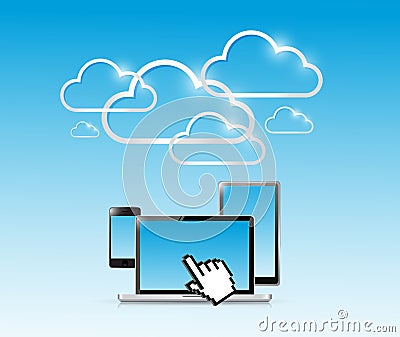 Cloud computer electronics illustration design Cartoon Illustration