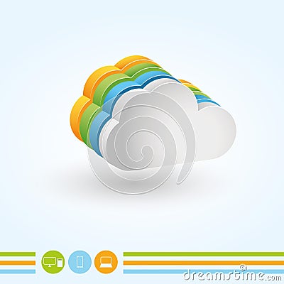 Cloud Computing Cartoon Illustration