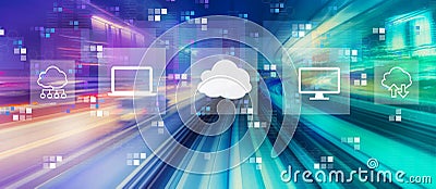 Cloud computing with high speed motion blur Stock Photo