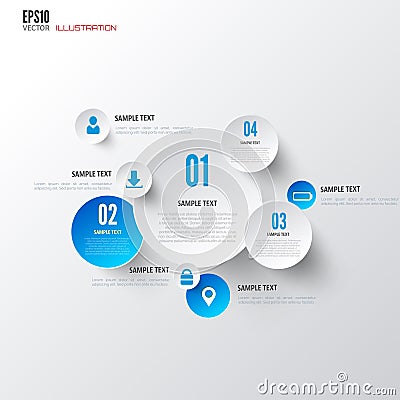Cloud computing background with web icons. Social network. Mobile app. Infographic elements. Vector Illustration