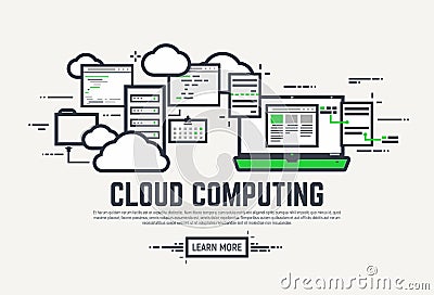 Cloud computing banner Vector Illustration