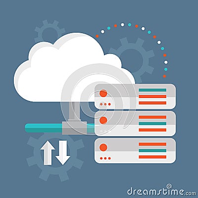 Cloud Computing. Cloud data storage Vector Illustration