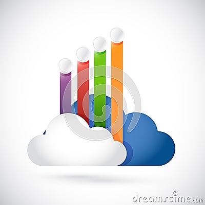 Cloud computing with color banners illustration Cartoon Illustration